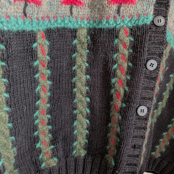 Talbots Vintage Christmas Wool Button-Up Cardigan M - Picture 7 of 12